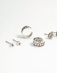 Silver Etched Drop & Stud Earrings 5-Pack - link has visual effect only