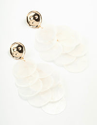 White Genuine Shell Layered Drop Earrings - link has visual effect only