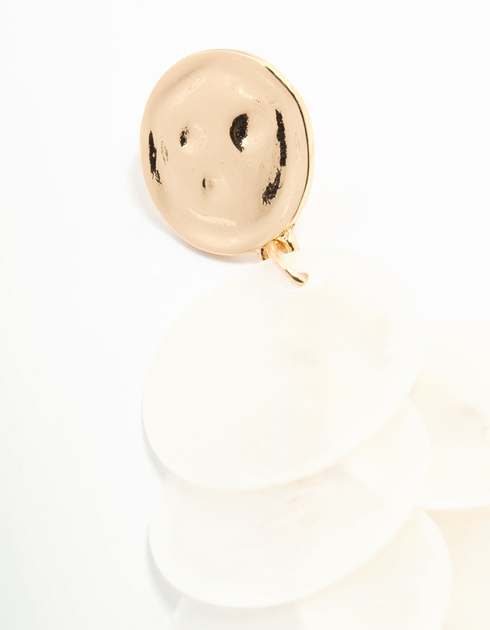 White Genuine Shell Layered Drop Earrings