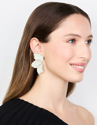 White Coated Metal Marble Floral Drop Earrings - link has visual effect only