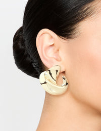 Gold Twisted Large Stud Earrings - link has visual effect only