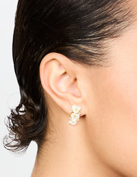 Gold Plated Pearlised Flower Hoop Earrings - link has visual effect only