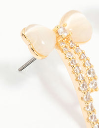 Gold Plated Diamante Bow Stud Earrings - link has visual effect only
