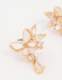 Gold Plated Pearl Butterfly Mini Drop Earrings - link has visual effect only