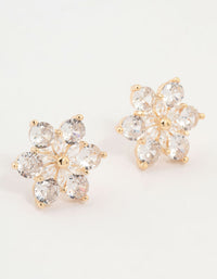 Gold Plated Cubic Zirconia Flower Stud Earrings - link has visual effect only