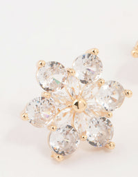 Gold Plated Cubic Zirconia Flower Stud Earrings - link has visual effect only