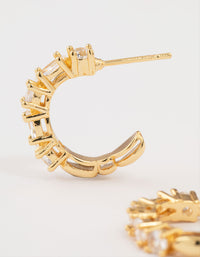 Gold Plated Cubic Zirconia Cluster Hoop Earrings - link has visual effect only