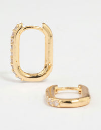 Gold Plated Diamante Oval Hoop Earrings - link has visual effect only