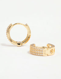 Gold Plated Diamante Pavé Trio Hoop Earrings - link has visual effect only