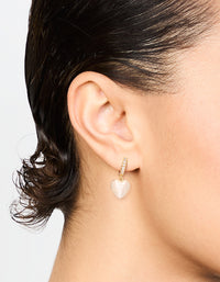 Gold Plated Diamante Heart Hoop Earrings - link has visual effect only