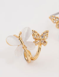 Gold Plated Cubic Zirconia Butterflies Mini Hoop Earrings - link has visual effect only