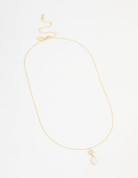 Gold Plated Cubic Zirconia & Pearl Flower Necklace - link has visual effect only