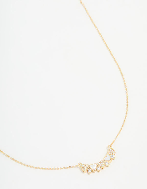 Gold Plated Mini Heart Banner Necklace