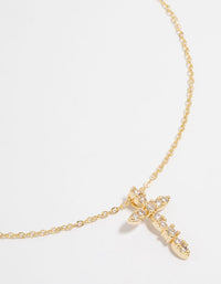 Gold Plated Cubic Zirconia Cross Pendant Necklace - link has visual effect only