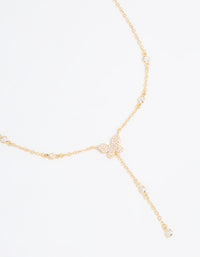 Gold Plated Cubic Zirconia Butterfly Y-Necklace - link has visual effect only