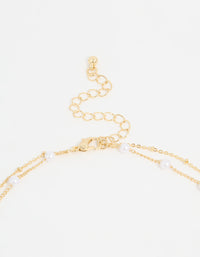 Gold Plated Pearl Butterfly Layered Necklace - link has visual effect only