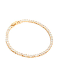 Gold Plated Cubic Zirconia Baguette Tennis Bracelet - link has visual effect only