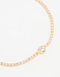 Gold Plated Cubic Zirconia Pave & Round Stone Bracelet - link has visual effect only