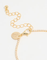 Gold Plated Cubic Zirconia Pave & Round Stone Bracelet - link has visual effect only