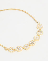 Gold Plated Multi Mini Flower Toggle Bracelet - link has visual effect only