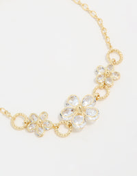 Gold Plated Cubic Zirconia Flower Station Bracelet - link has visual effect only