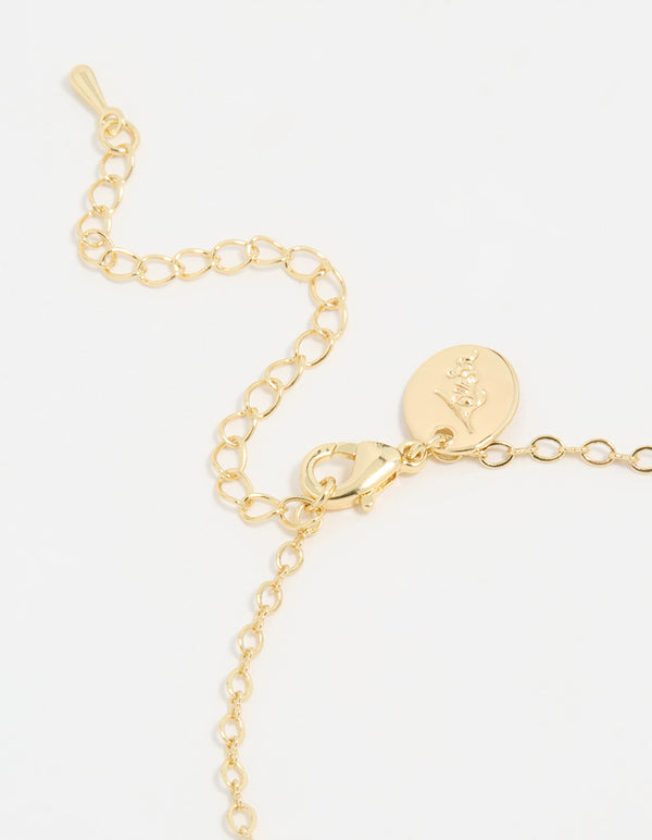 Gold Plated Cubic Zirconia Flower Station Bracelet