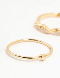 Gold Plated Bow & Mini Heart Stacking Rings 3-Pack - link has visual effect only
