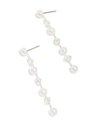 Silver Plated Cubic Zirconia & Pearl Drop Earrings - link has visual effect only