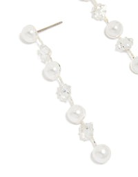 Silver Plated Cubic Zirconia & Pearl Drop Earrings - link has visual effect only