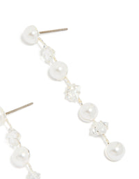 Silver Plated Cubic Zirconia & Pearl Drop Earrings - link has visual effect only