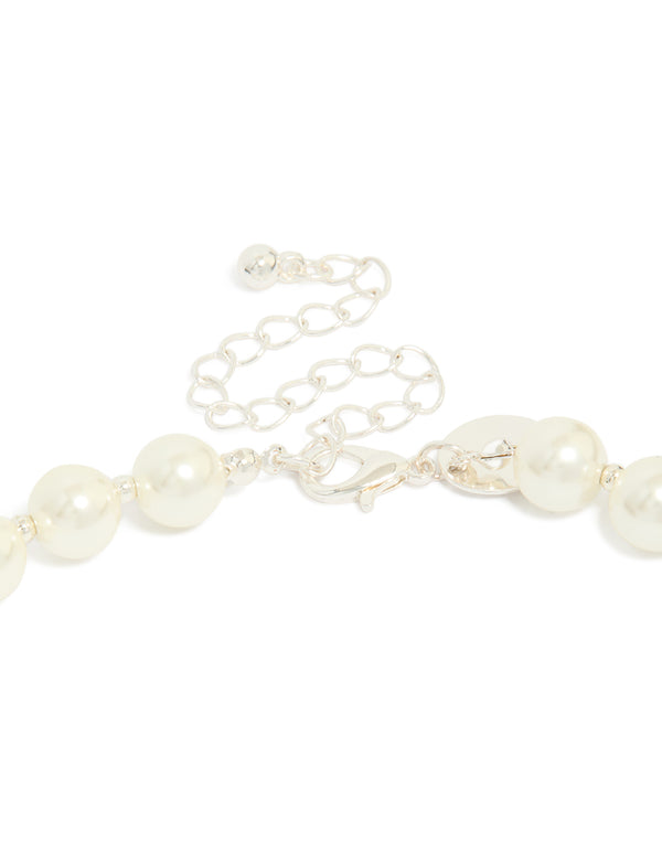 Silver Plated Pearl & Ball Necklace