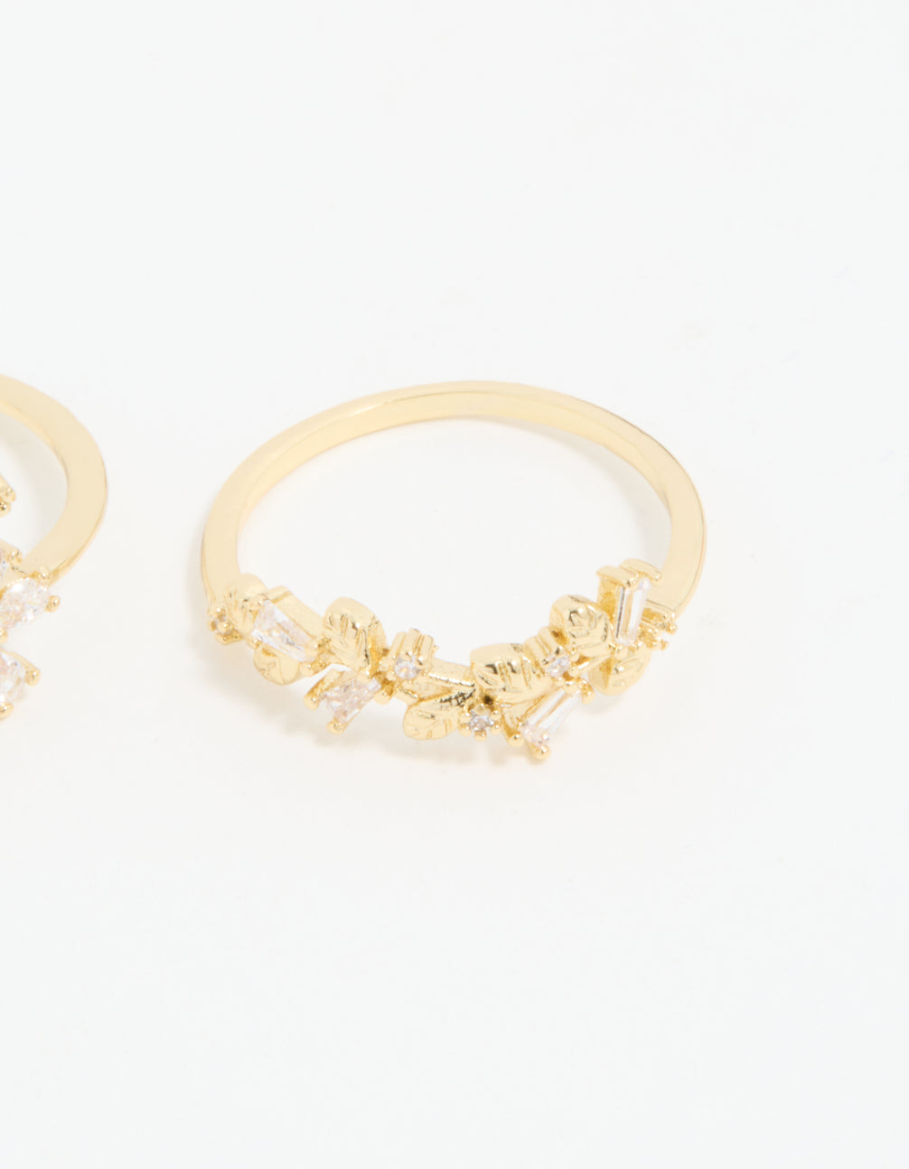Gold Plated Pearl Flower & Bow Rings 3-Pack
