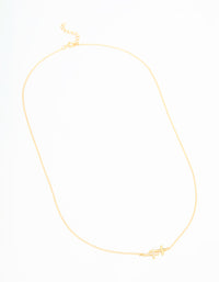 Gold Plated Sterling Silver Cubic Zirconia Double Cross Necklace - link has visual effect only