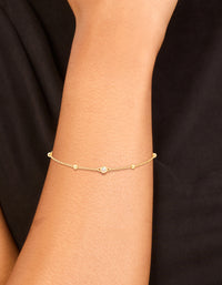 Gold Plated Sterling Silver Cubic Zirconia Station Bracelet - link has visual effect only