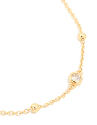 Gold Plated Sterling Silver Cubic Zirconia Station Bracelet - link has visual effect only
