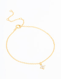Gold Plated Sterling Silver Cubic Zirconia Tiny Flower Toggle Bracelet - link has visual effect only