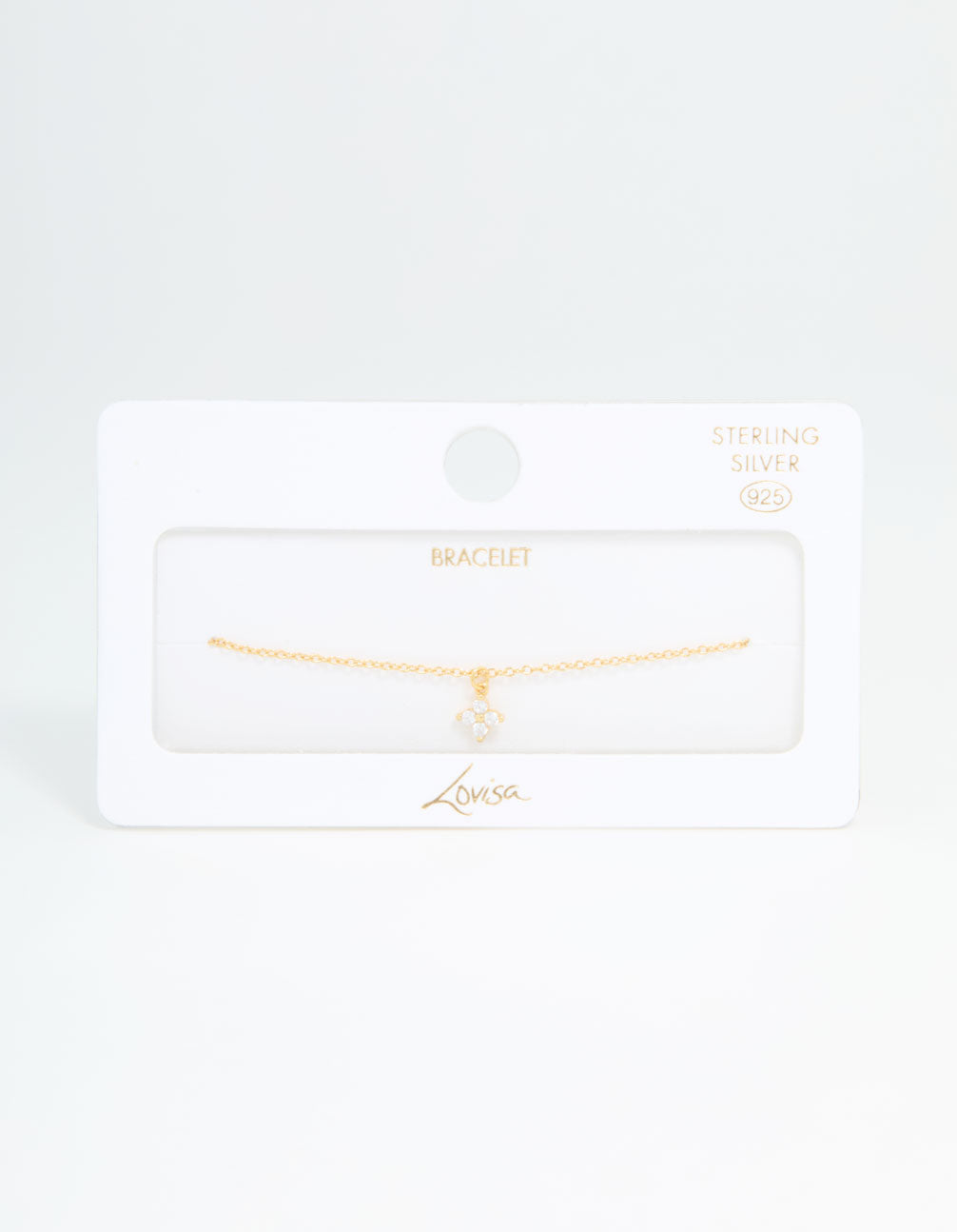 Gold Plated Sterling Silver Cubic Zirconia Tiny Flower Toggle Bracelet