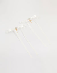 White Fabric Heart Ponytail Hair Hooks 2-Pack - link has visual effect only