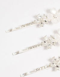 Silver Acrylic Flower Hair Slides 3-Pack - link has visual effect only
