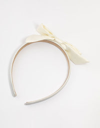 White Fabric Classic Slim Bow Headband - link has visual effect only