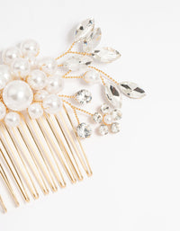 Gold Pearl Diamante Marquise Cluster Comb - link has visual effect only