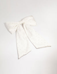 White Fabric Diamante Scatter Bow Clip - link has visual effect only