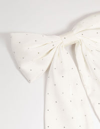 White Fabric Diamante Scatter Bow Clip - link has visual effect only