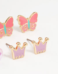 Kids Gold Tiara & Bee Stud Earrings 6-Pack - link has visual effect only