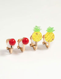 Kids Gold Tutti Frutti Clip On Earrings 6-Pack - link has visual effect only