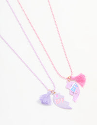 Kids Multicoloured Coted Metal Tassel Broken Heart BFF Necklace Set - link has visual effect only