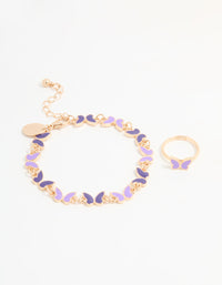 Kids Gold Mini Butterfly Bracelet & Ring Set - link has visual effect only