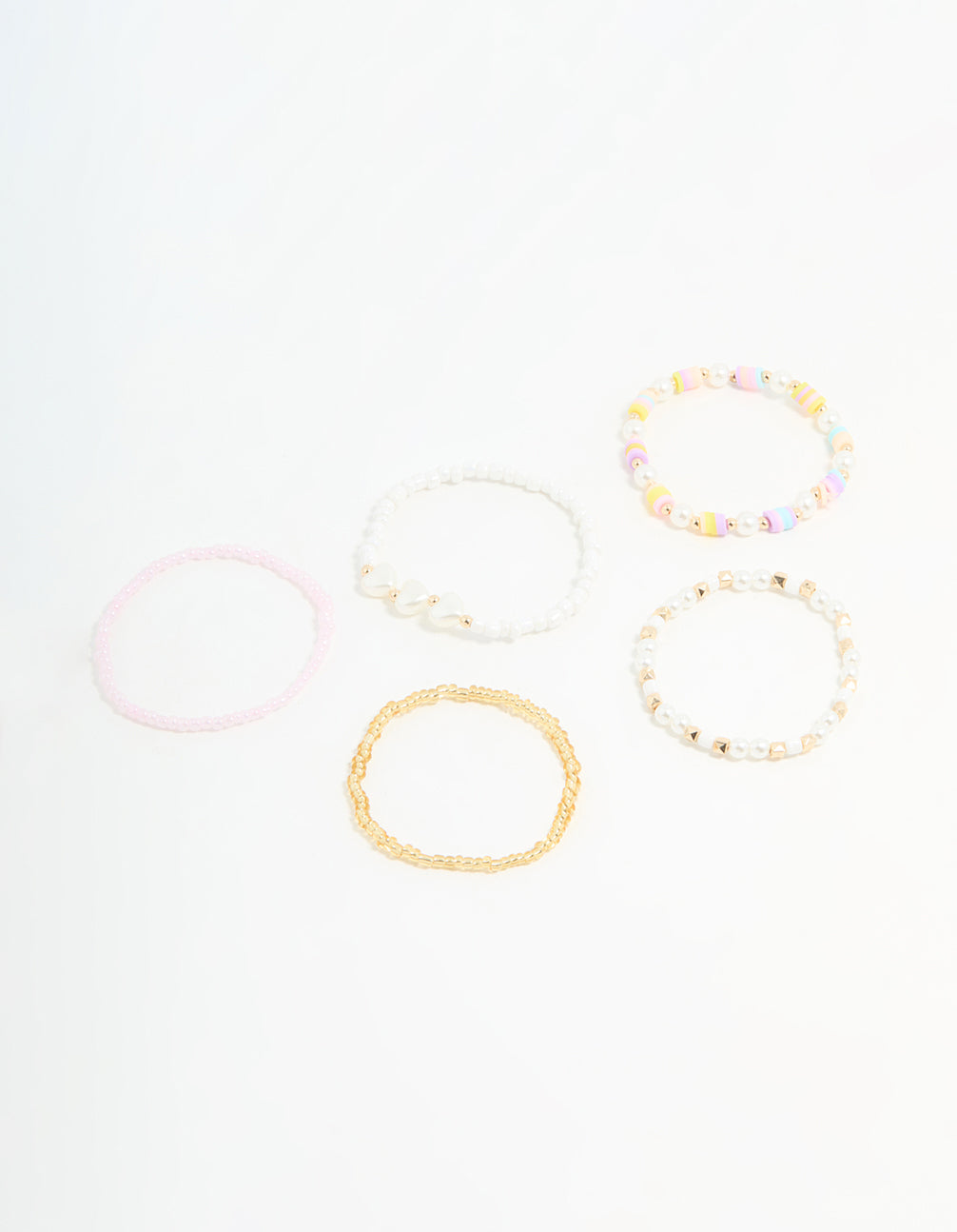 Kids Beaded Heart & Mixed Stretch Bracelets 5-Pack