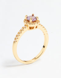 Gold Plated Purple Cubic Zirconia Mini Cushion Ring - link has visual effect only