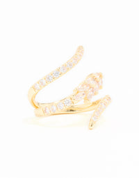 Gold Plated Cubic Zirconia Open Wrap Ring - link has visual effect only
